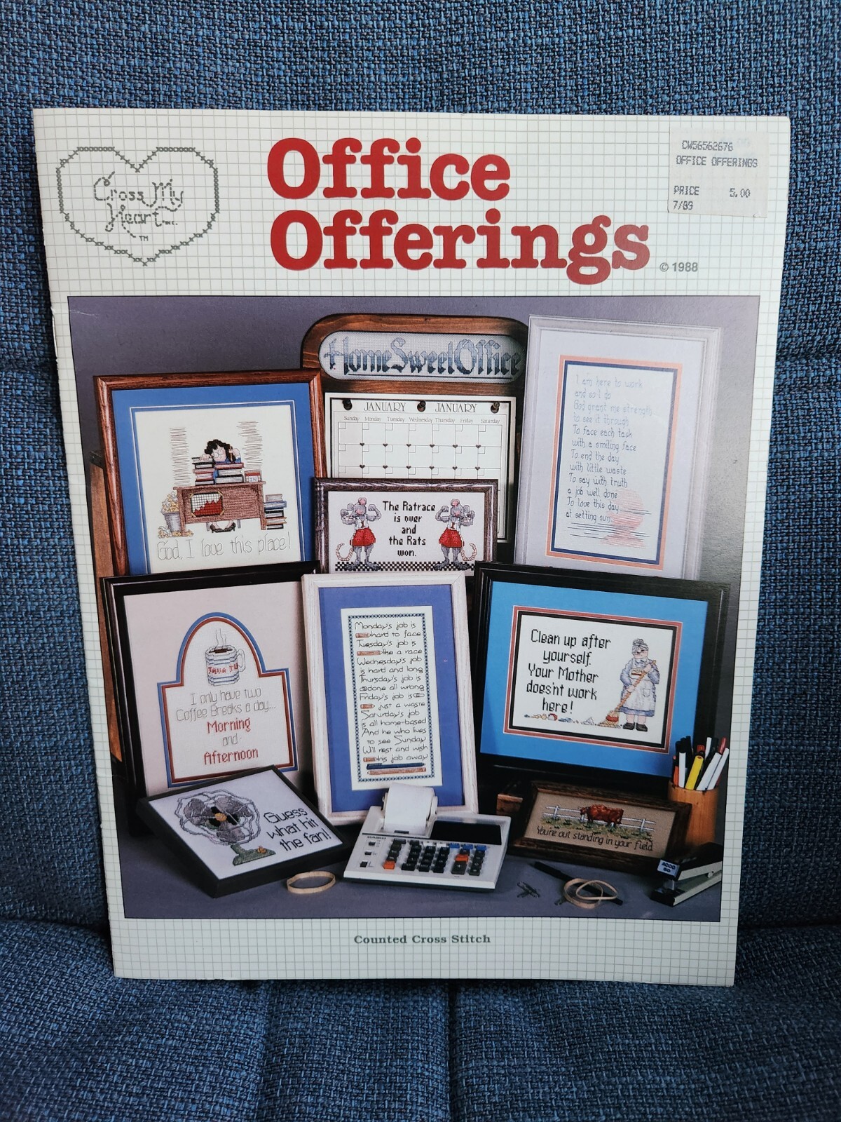 Office Offerings by Melinda Cross My Heart Counted Cross Stitch Humor 1988