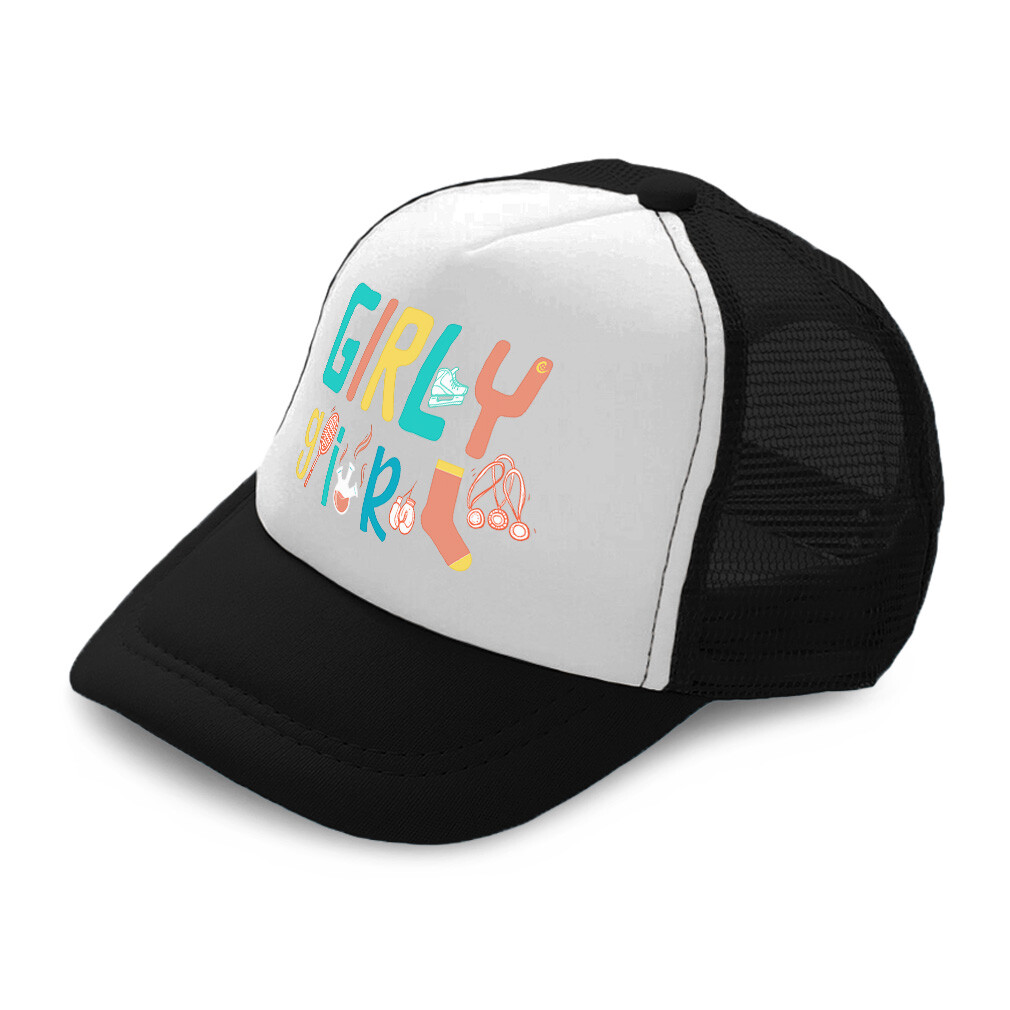 Kids Trucker Hat Girly Girl Frock Socks Pin Coffee Cup Boys Caps & Girls Caps