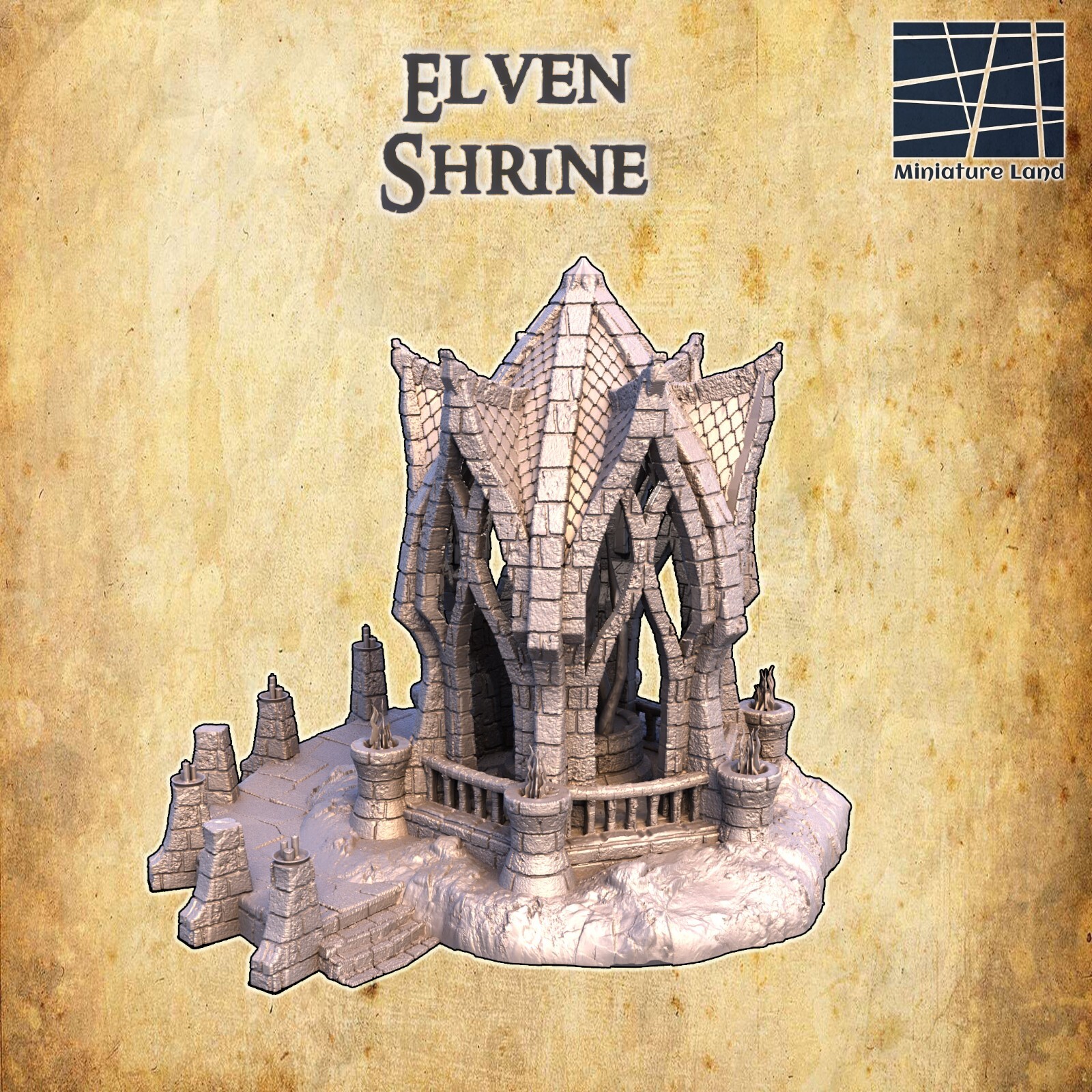 Elven Shrine 28mm Elf Terrain D&D Warhammer Frostgrave Wargods LotR Five Leagues