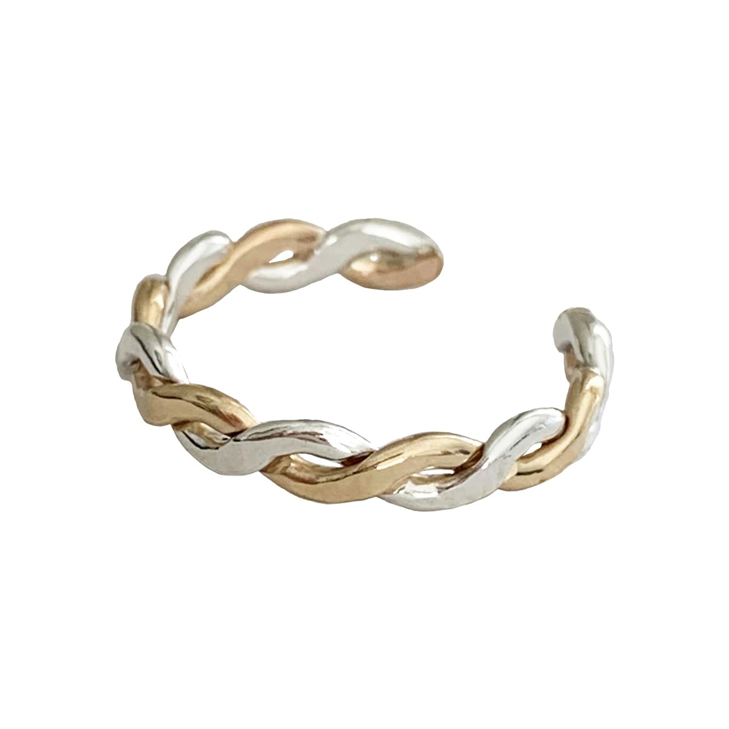 Toe Ring | Twine Medley Braided .925 Sterling Silver & 14K Gold Fill | Adjust...