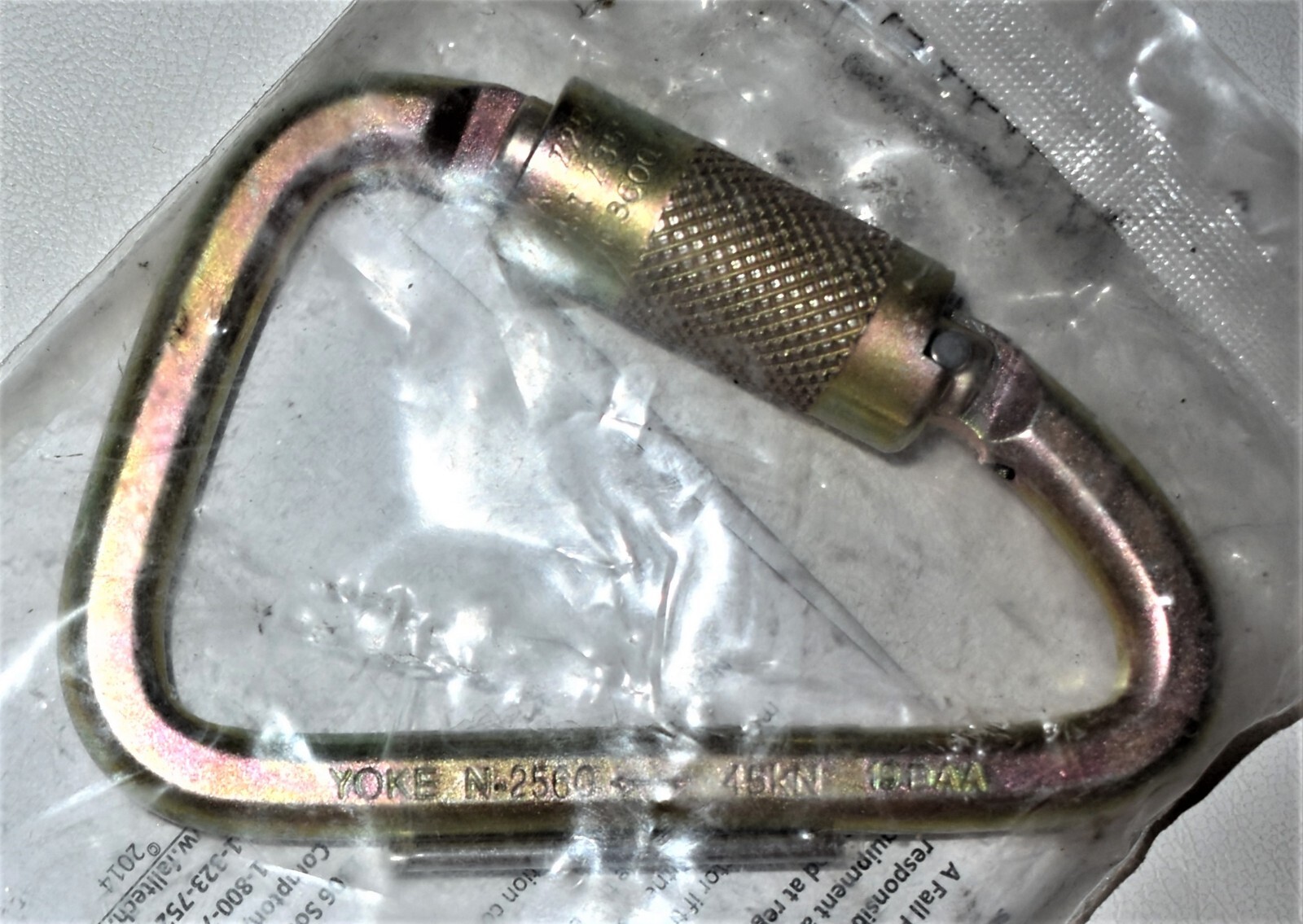 NEW! FALLTECH Carabiner, Offset-D 1 inch Gate Opening Double Lock Bronze, 8450