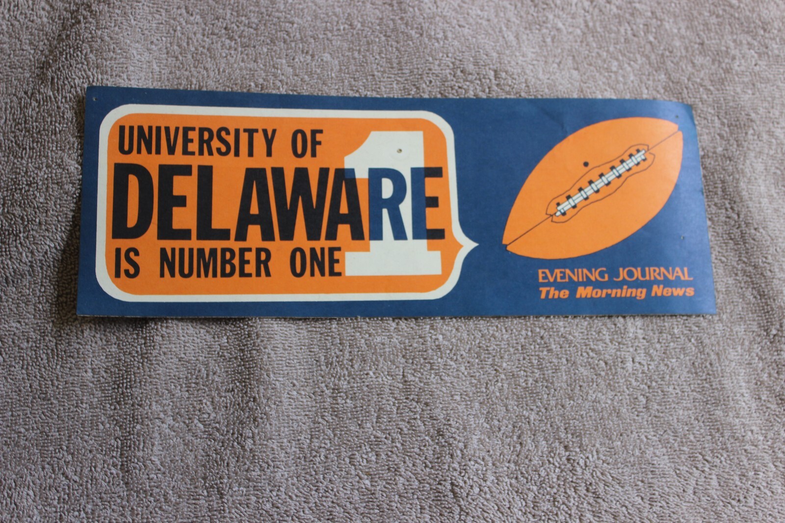 1960s/70s University of Delaware 4" x 11" college football bumper sticker