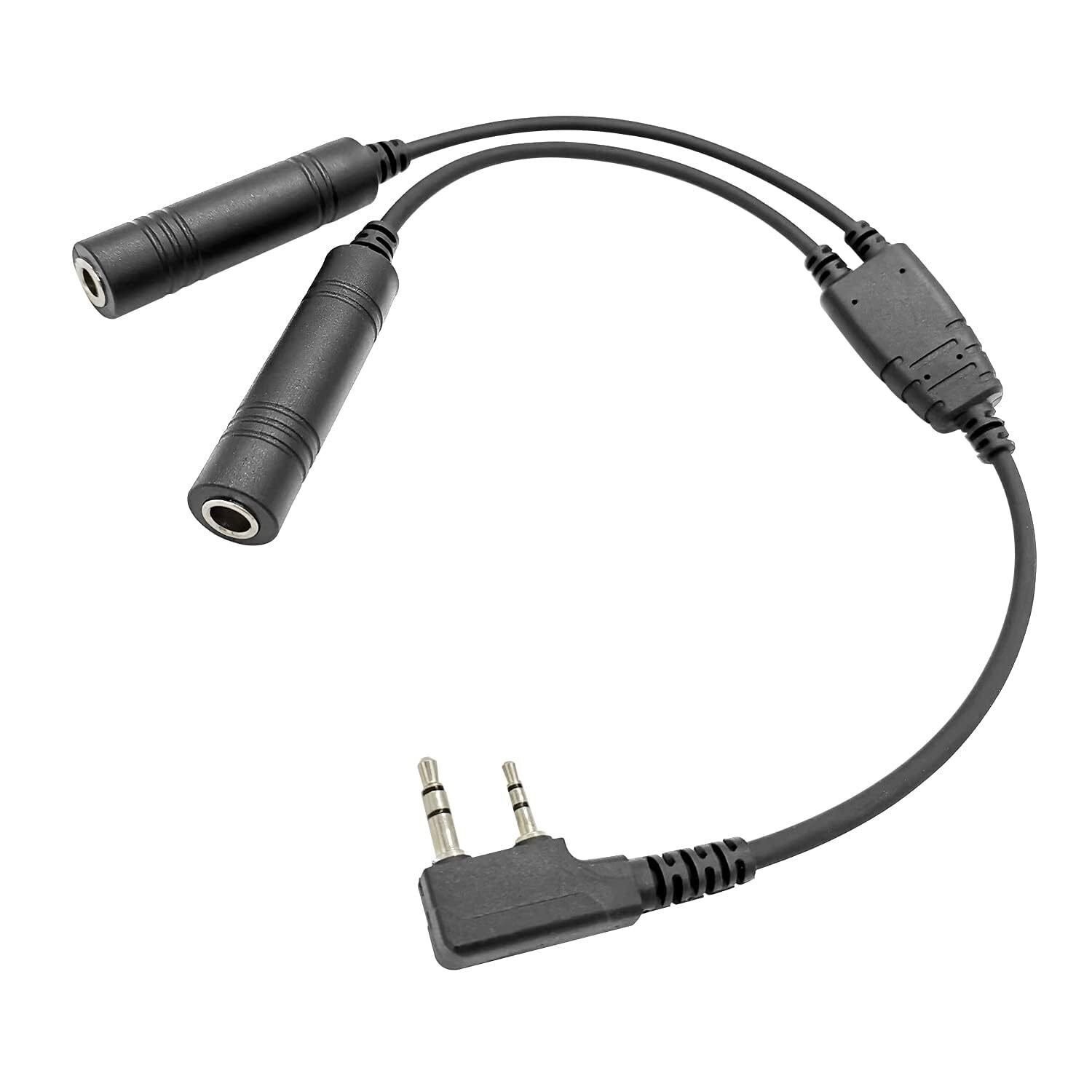 General Aviation Headset Adapter to Kenwood K1 Plug | Dual GA Plugs compatible w