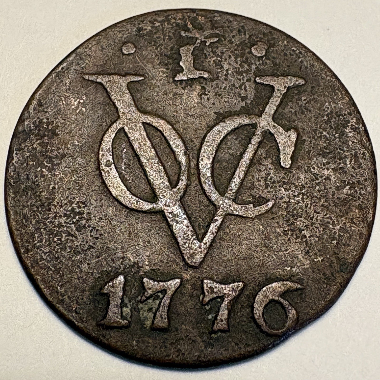 1776 VOC Duit Coin Dutch East India Company Copper Netherlands Indies 1700s