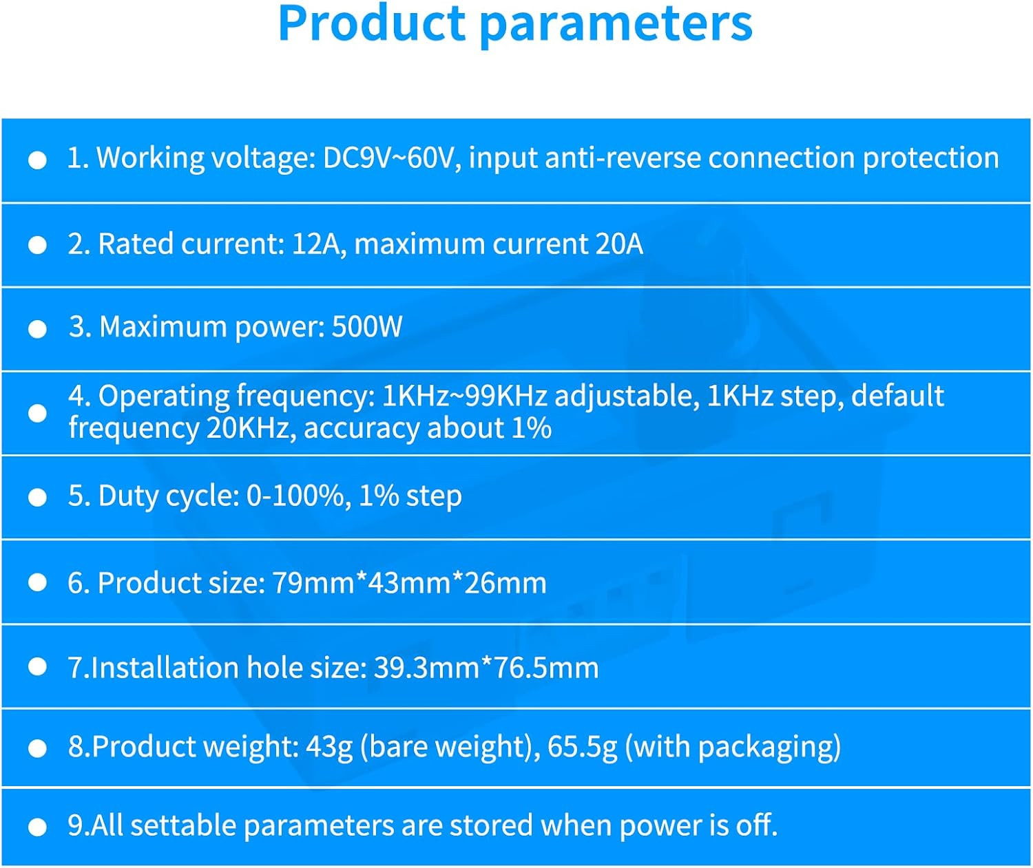 ZK-BMG DC Motor Speed Controller, DC Motor Controller 9V-60V/12A/500W DC Encoder