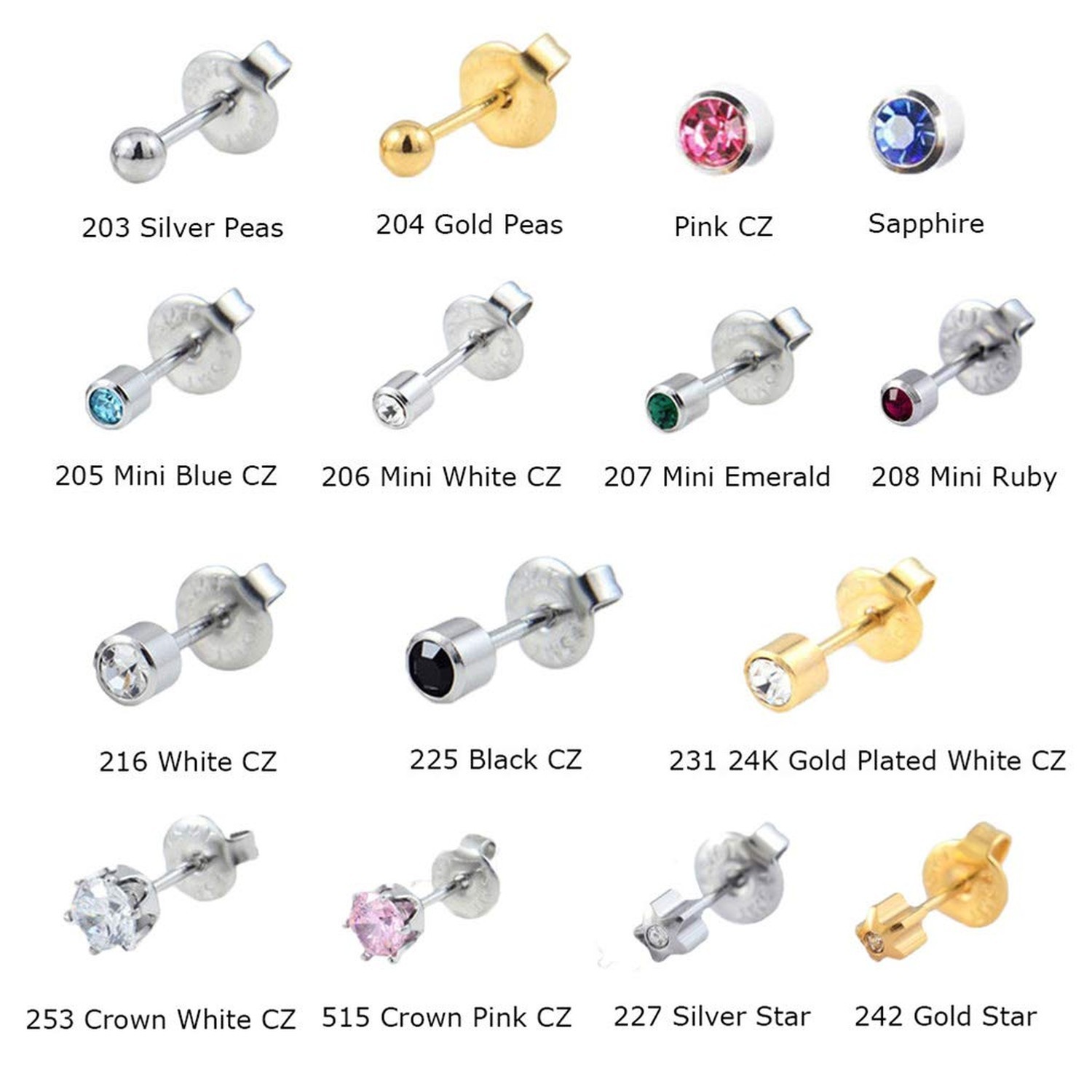 silver angel Self Ear Piercing Gun Disposable Body Piercing Kit With 3mm Ear ...