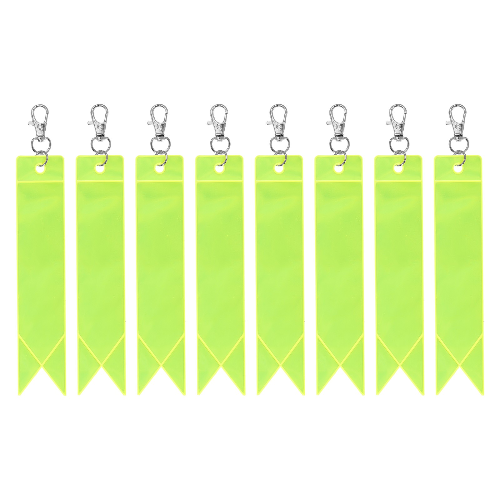 8Pcs 6" Safety Reflector Tag Pendant Reflective Gear with Clip Fluorescent Green
