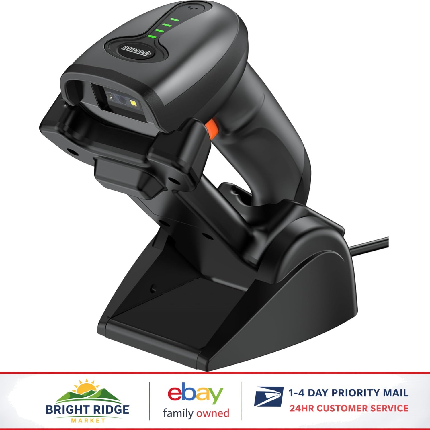 Rechargeable Barcode Scanner with Bluetooth Connectivity and Shock Protection