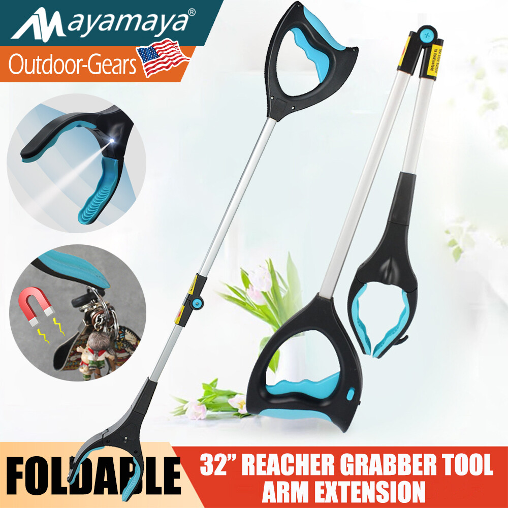 32" Foldable Grabber Reacher Tool Trash Pick Up Stick w/Rotating Jaw Lightweight