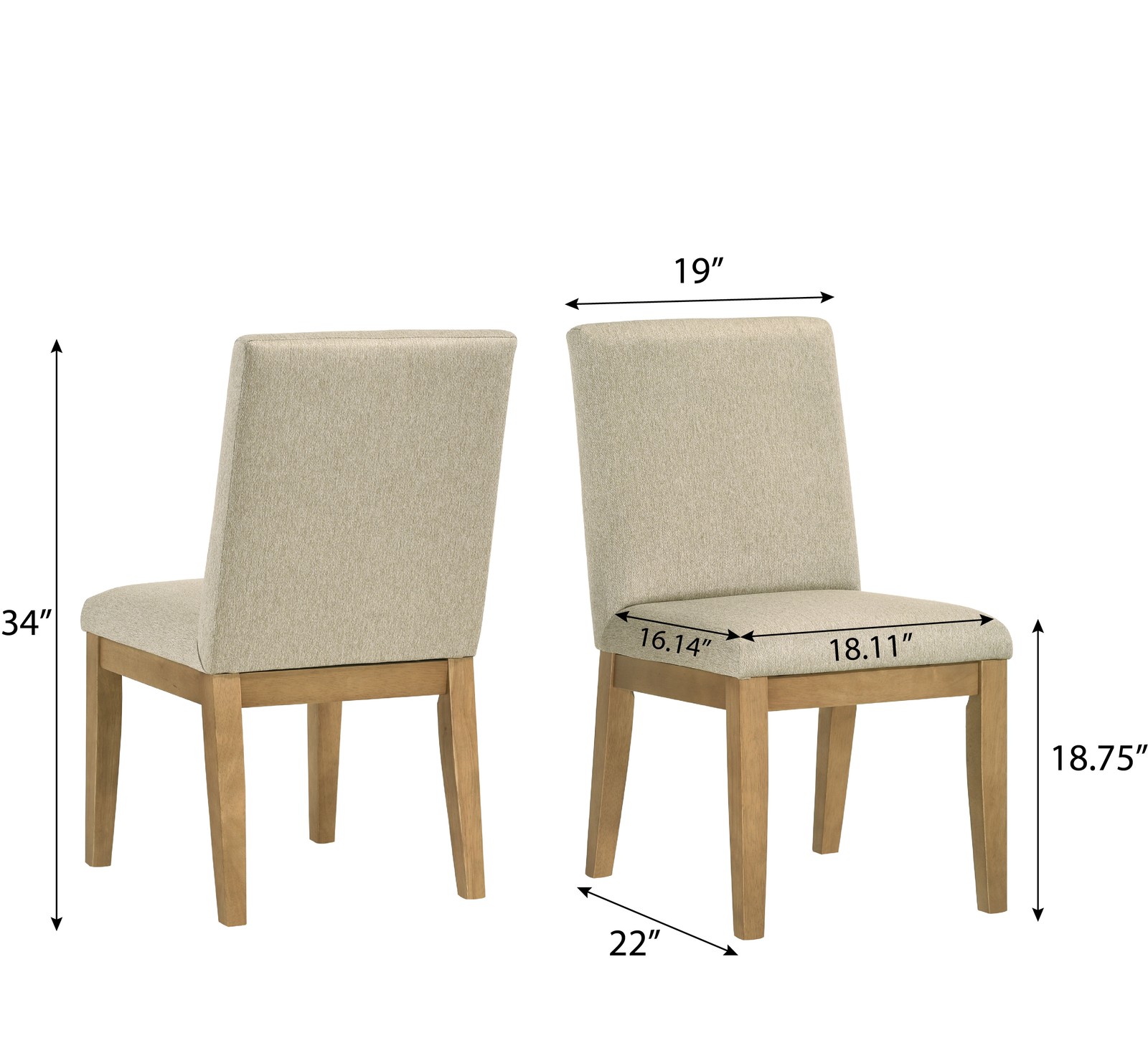 Rocco Contemporary Solid Wood Dining Chairs, Set of 2