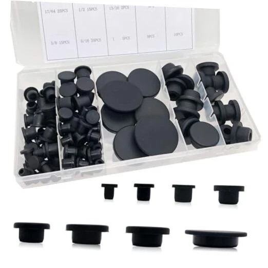 102pcs T-Type Silicone Hole Plugs kit, 8 Size Multi-Purpose Black Silicone