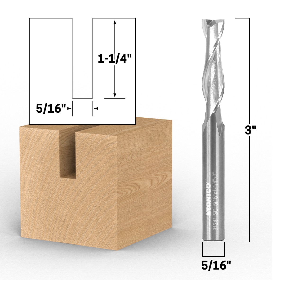 5/16" Dia. 2 Flute Upcut Endmill CNC Router Bit - 5/16" Shank - Yonico 31241-SC