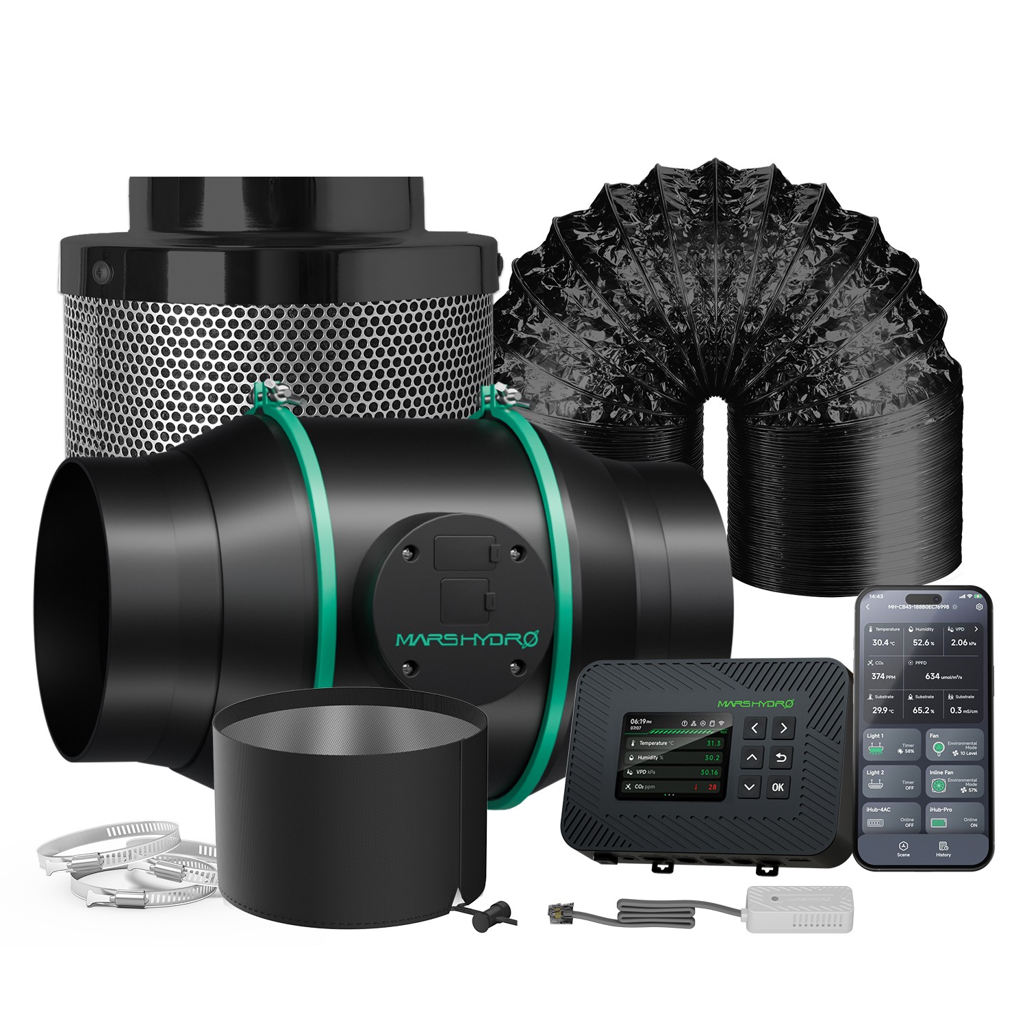 Mars Hydro 6" Inline Fan Smart iControl Ventilation Combo for Grow Tent 2026