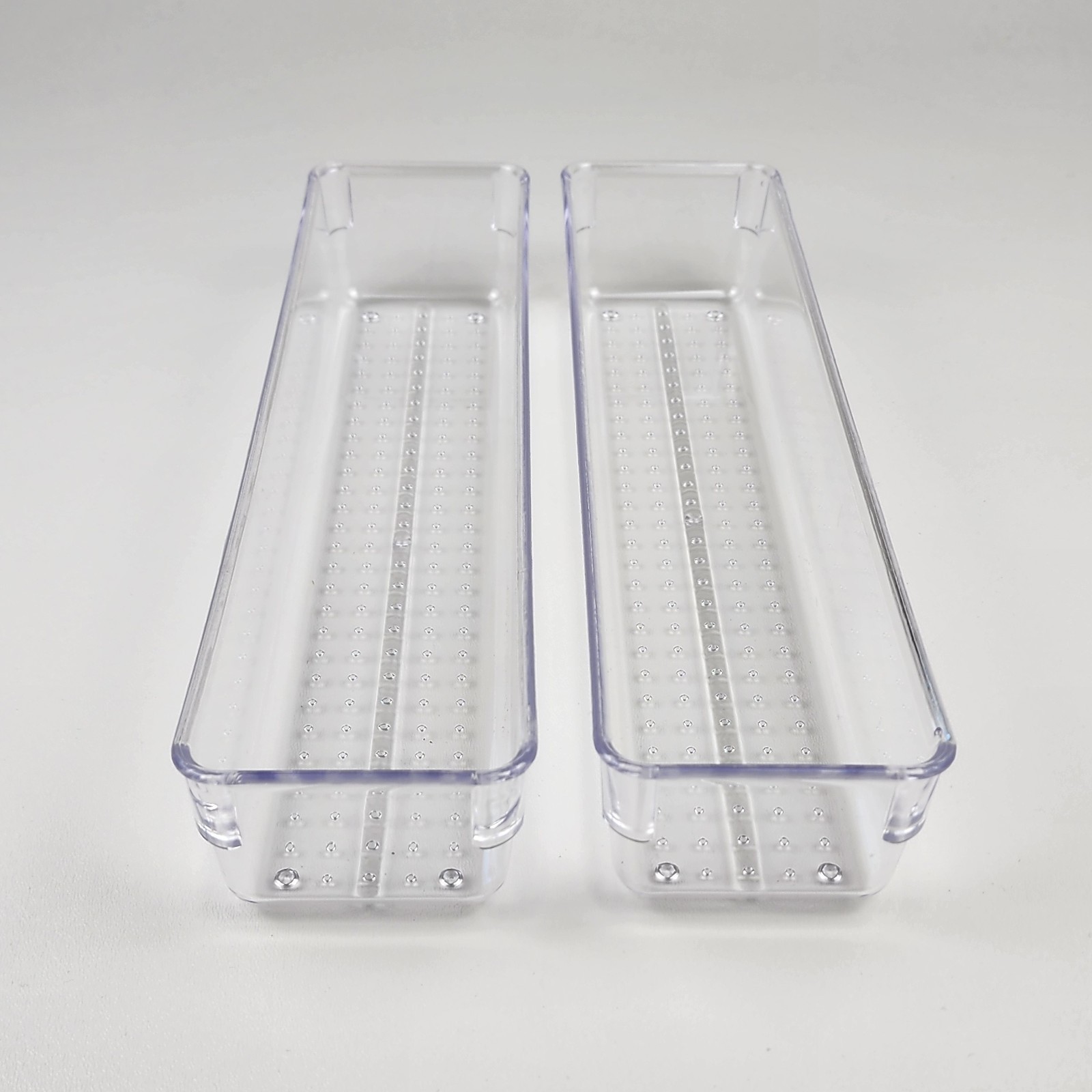 2-Pack Linear Clear Drawer Organizer Trays, Storage Bins - Kitchen Bathroom
