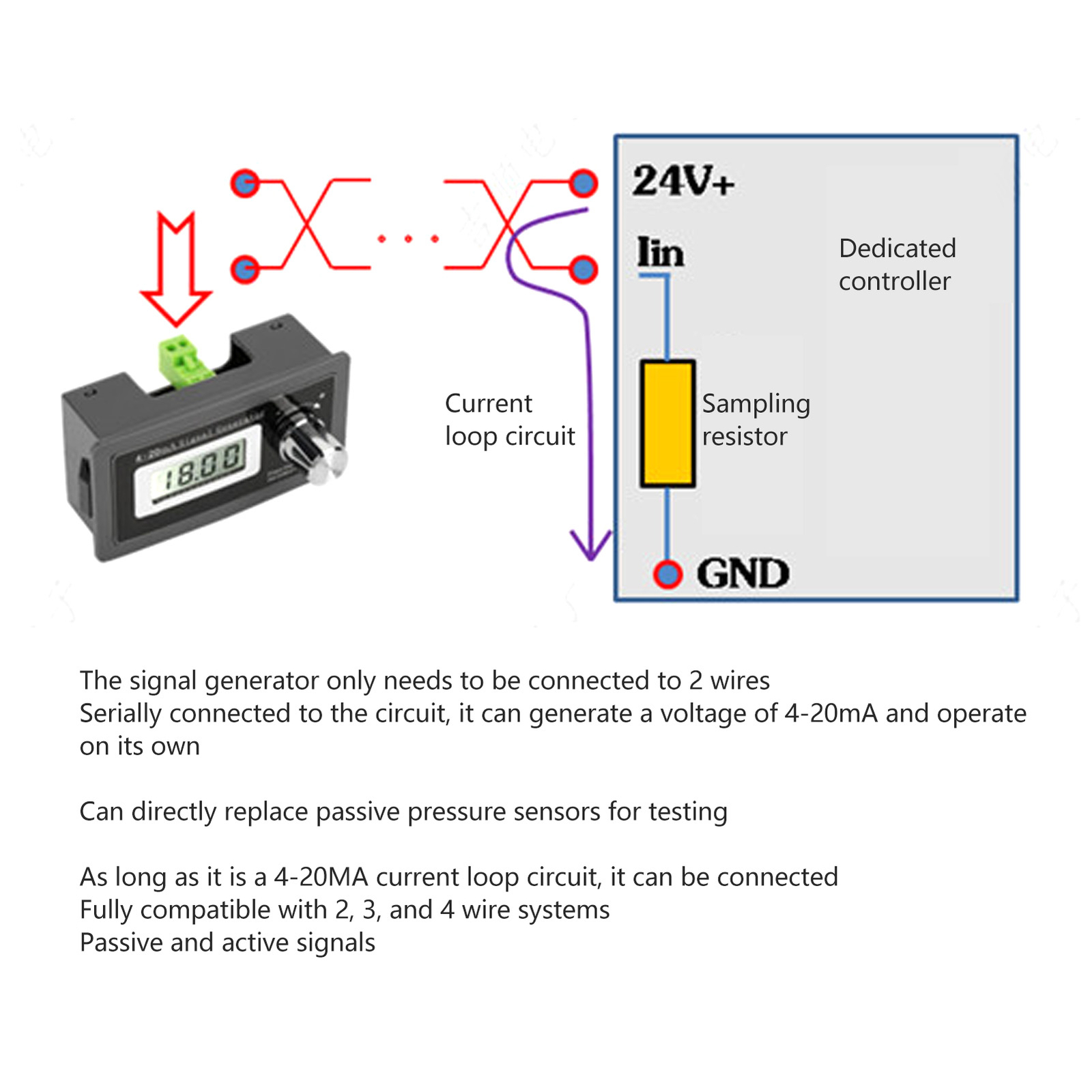 4‑20mA Generator 2 Wire High Accuracy Digital Generator 15V‑30V