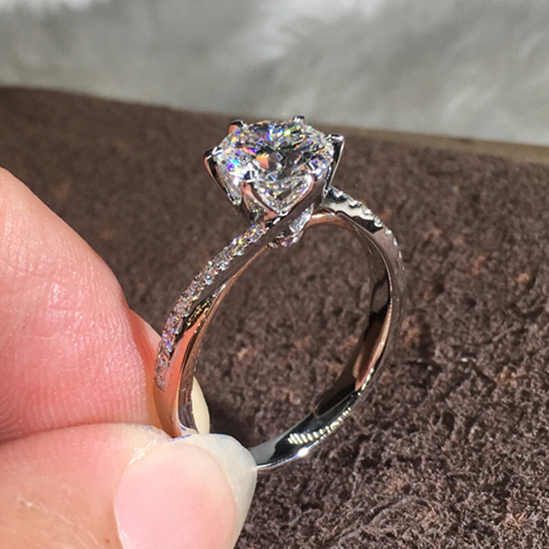 Classic Women Cubic Zircon 925 Silver Plated Ring Wedding Party Jewelry Sz 6-10