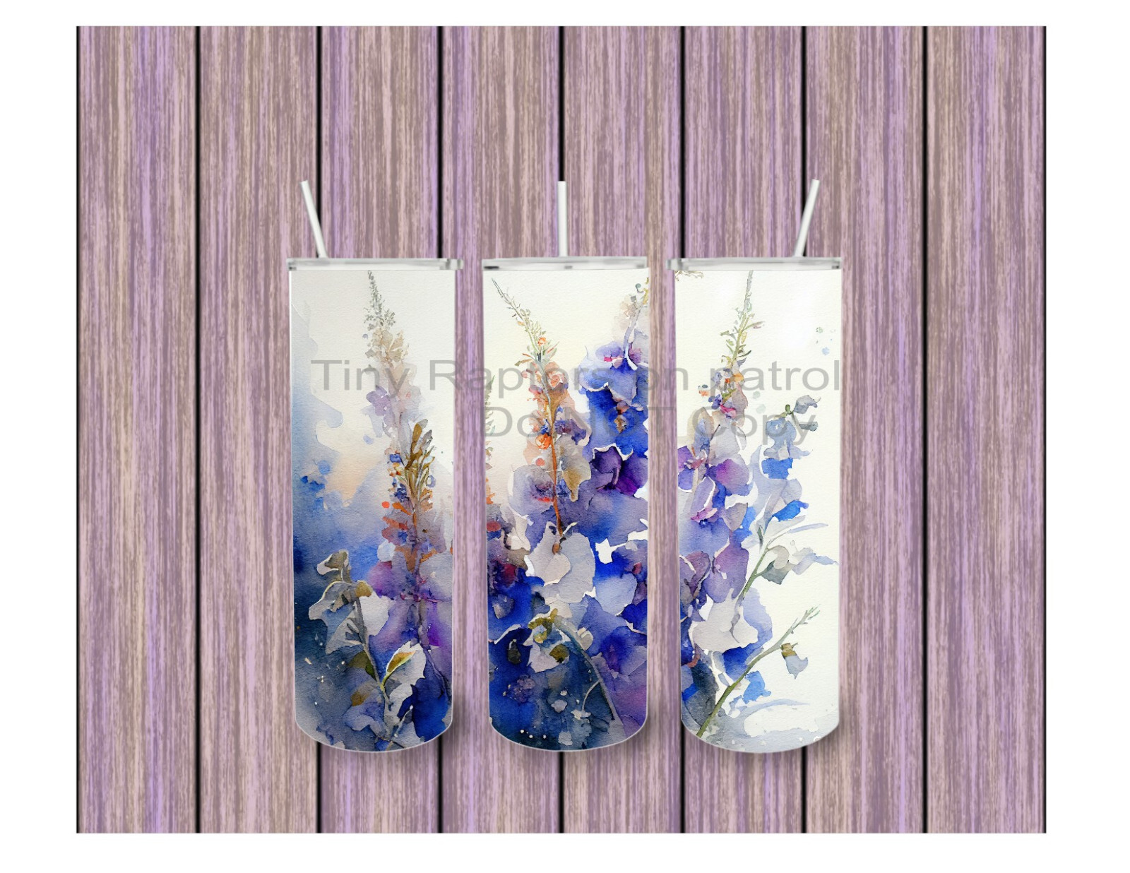 Delphinium themed 20 oz tumbler, CHOICE, stainless steel, flowers, FREE ship