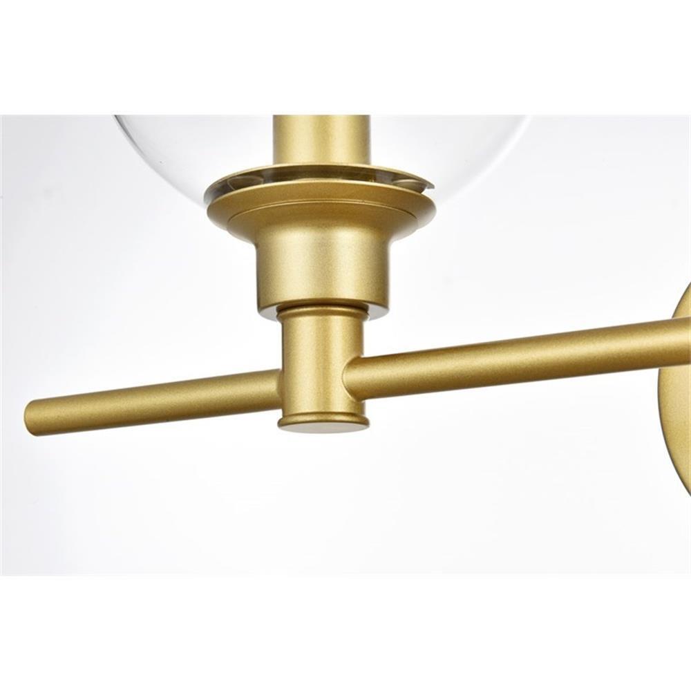 Living District Jaelynn 2-Light Iron & Glass Bath Sconce in Brass/Clear