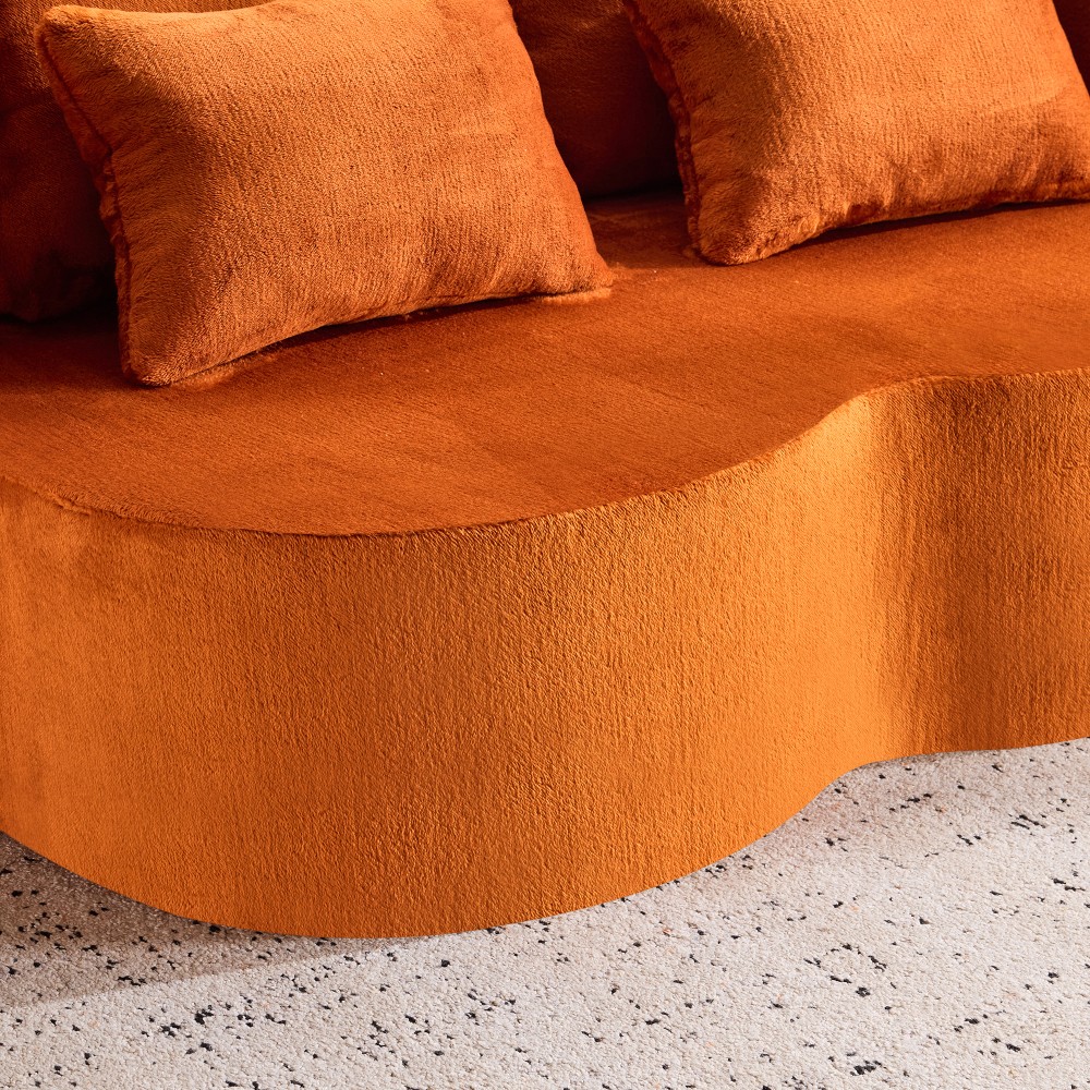 Folding Sofa Bed, Plush Orange Futon Mattress, High Density Foam