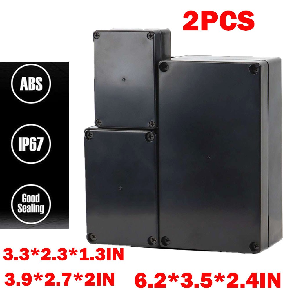 2PC Waterproof Black Plastic Project Enclosure DIY Electrical Junction Boxes US