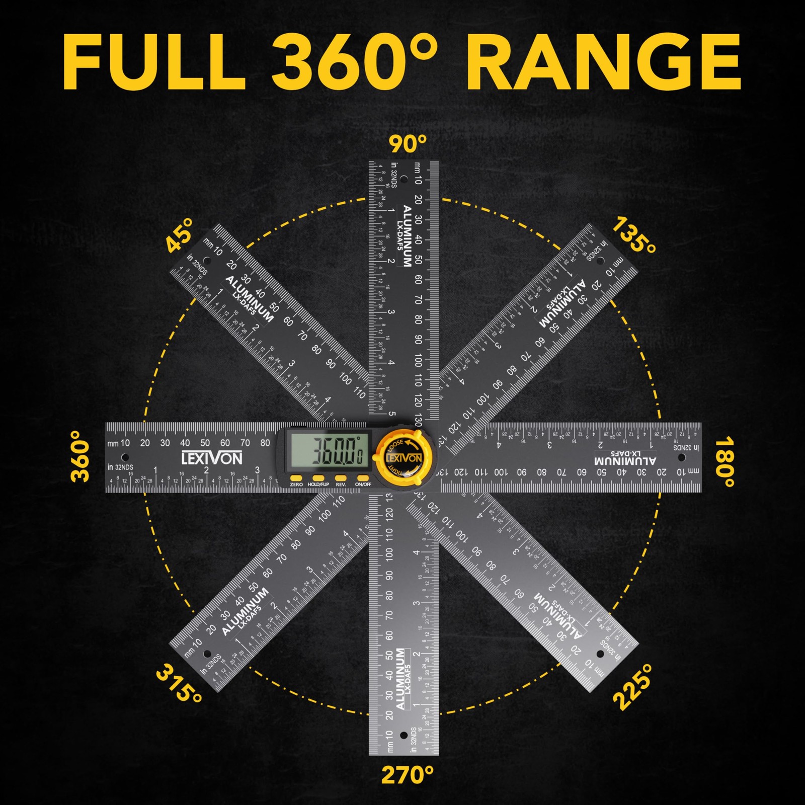Digital Angle Finder 5 Inch 130mm Protractor High Resolution LCD Measure Tool