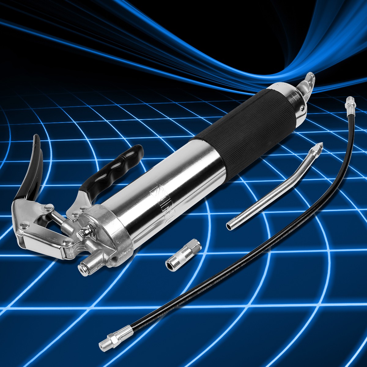 4500 PSI 18" Flexible Hose Pistol Grip Style 14 Oz Manual Grease Gun w/Adapter