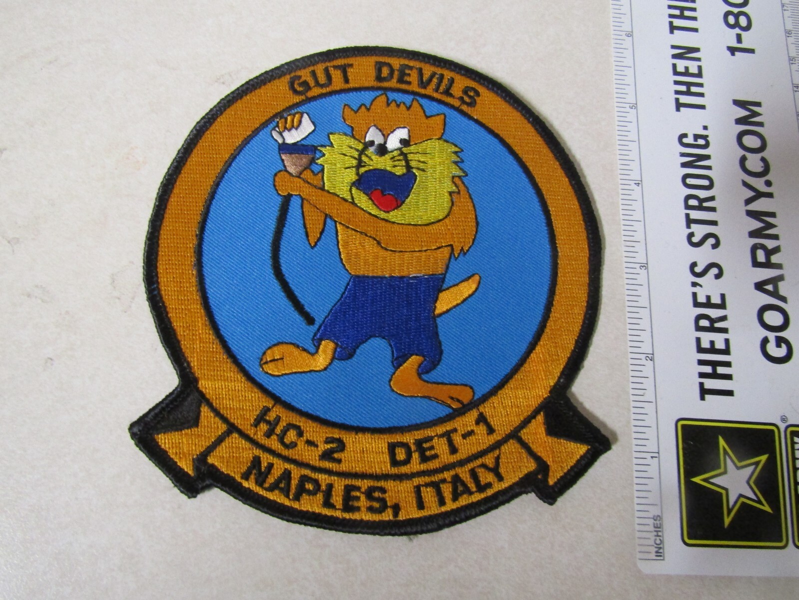 MILITARY PATCH OLDER GUT DEVILS HC-2 DET-1 NAPLES ITALY