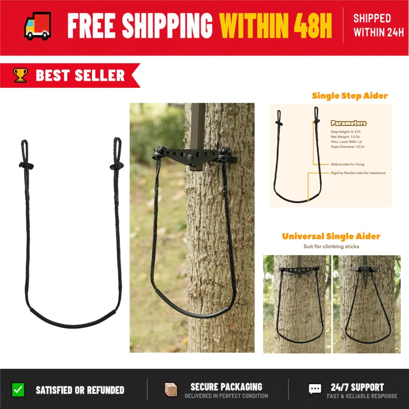 ZIVOXIA Climbing Stick Aider for Hunting - Lightweight Rope Ladder