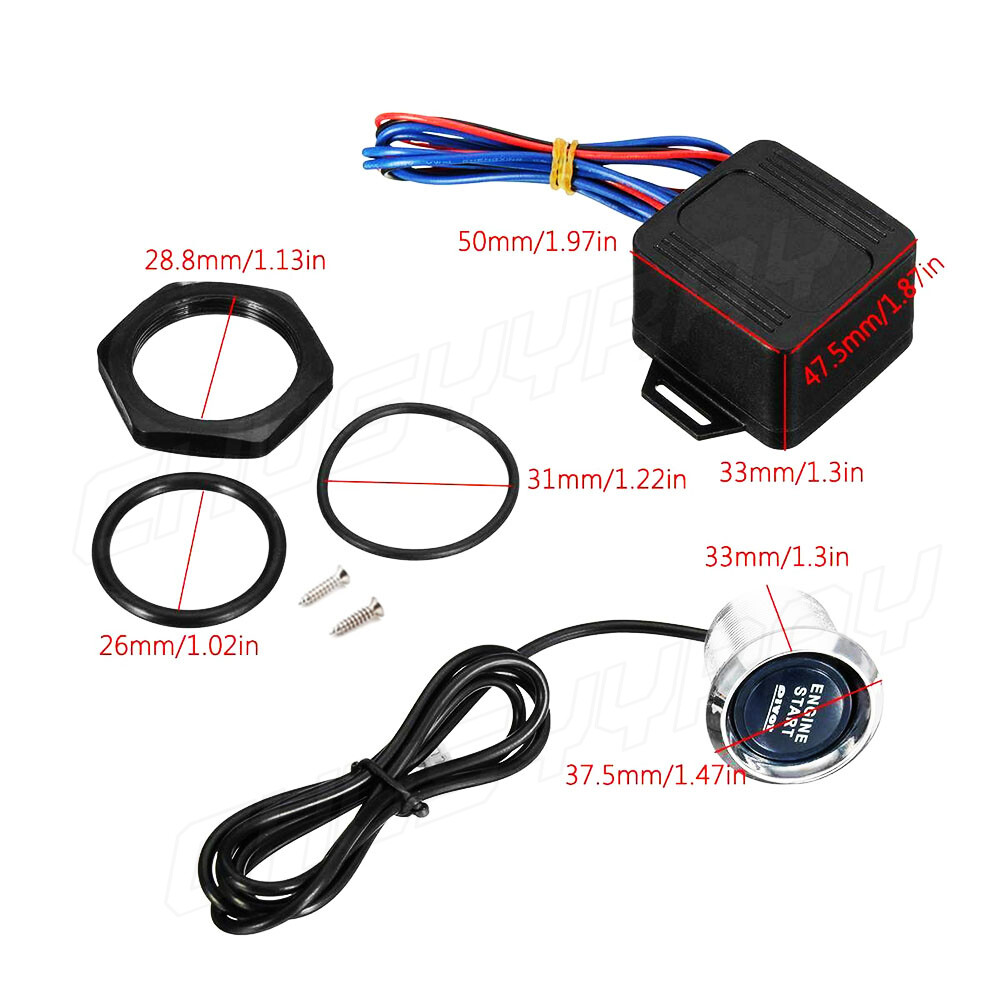Universal 12V Start Engine Button Light Switch Push Start Ignition Switch