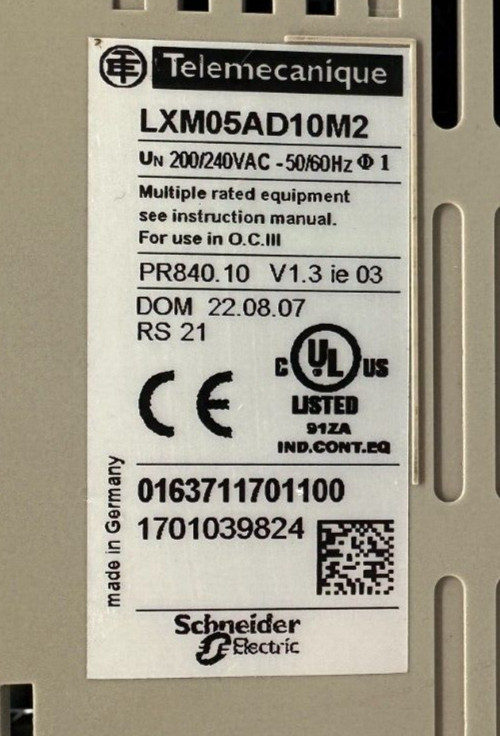 LXM05AD10M2 Schneider Lexium 05 0.75kW 200-240 volts 1 phase servo drive (69)