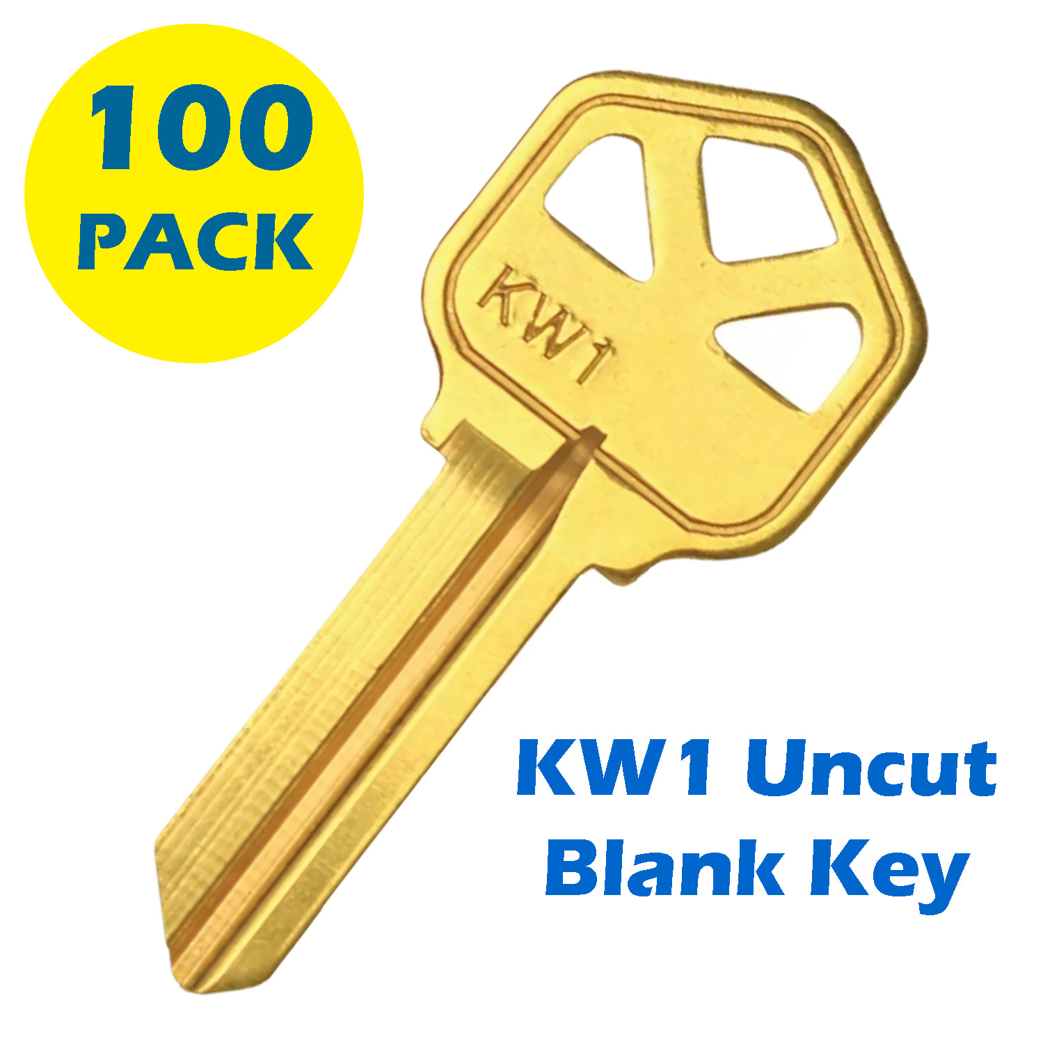 5Pin Brass Finish Key Blanks KW1 Uncut Blank Keys 100 Keys