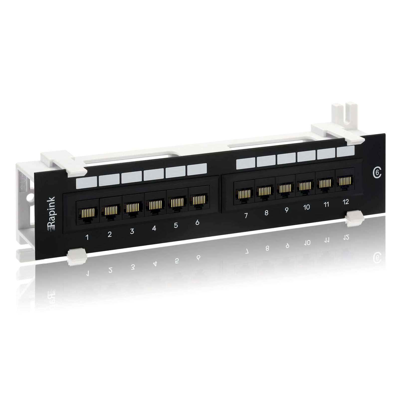 12 Port Cat6 Patch Panel 10G UTP 10-Inch Wallmount Ethernet Punch Down