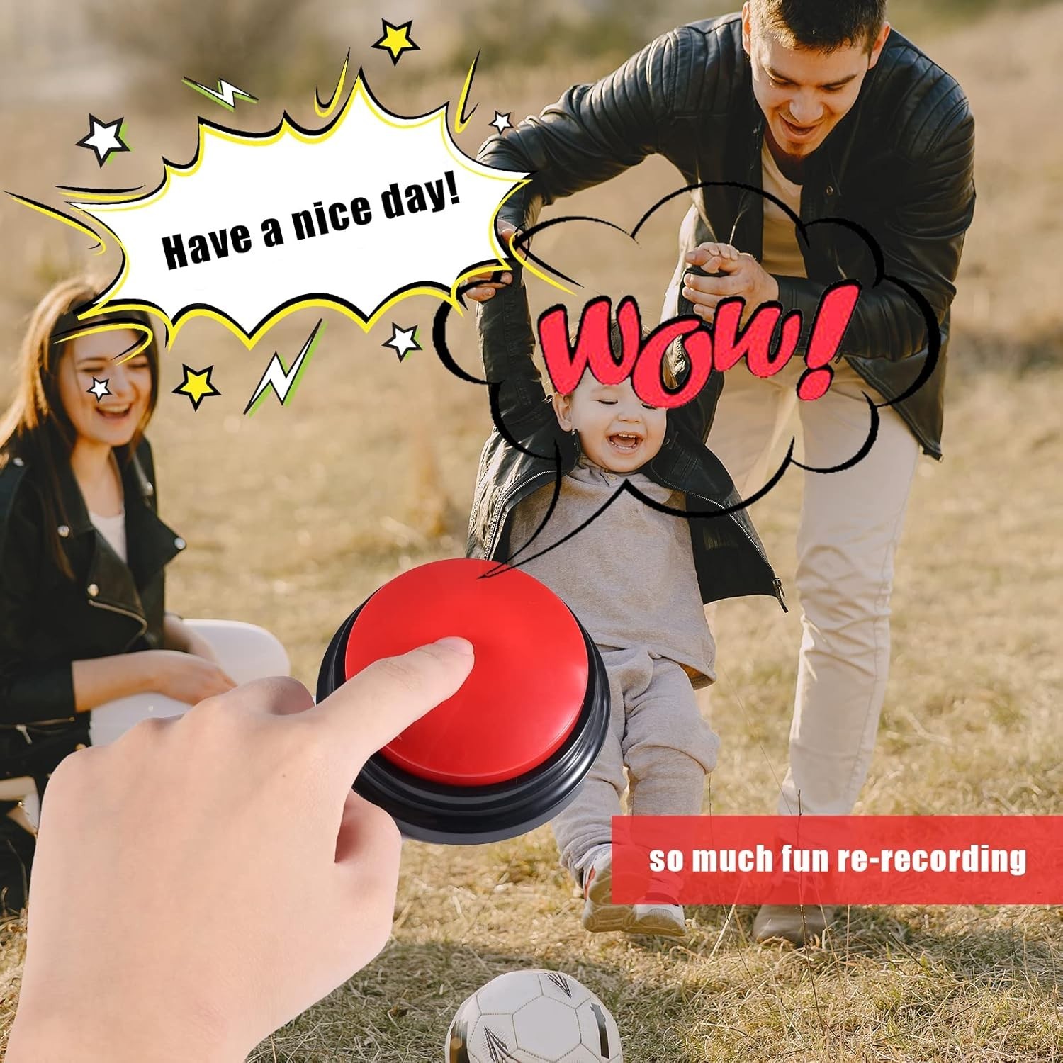Pet Communication Button for Dogs - 30 Sec Voice Recording, Red Durable Device