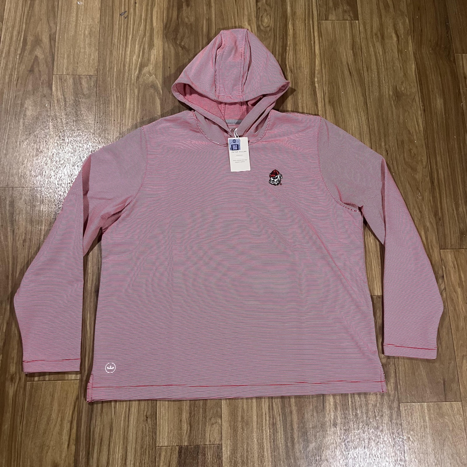 Georgia Bulldogs Shirt Womens XL Red NCAA Golf Peter Millar Hooded Striped