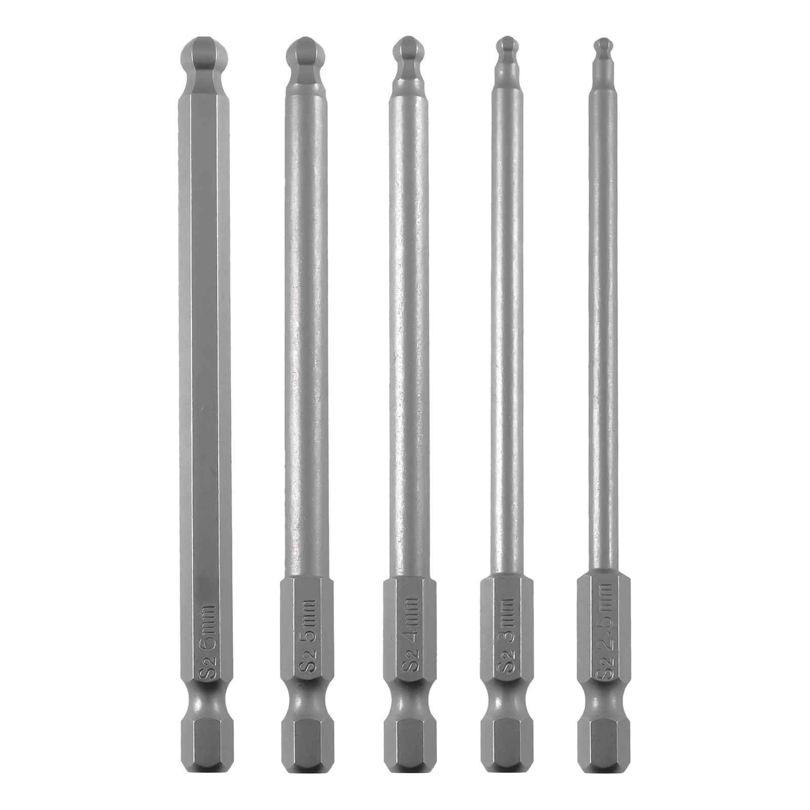 VESTTIO Ball End Hex Head Metric Allen Wrench 5 BALL / 4 inch, Grey