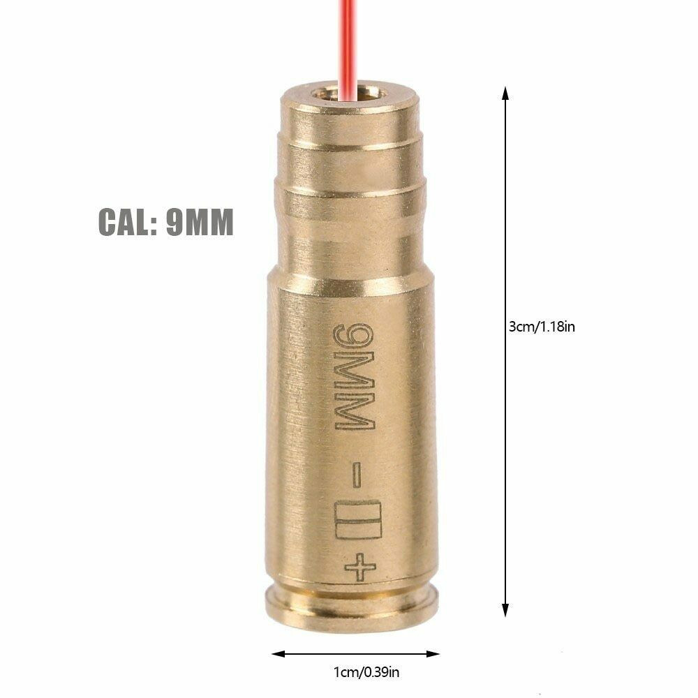 Red Dot 9mm Laser Bore Sighter Boresight Hunting Tool 9 mm Cartridge Bore Sight