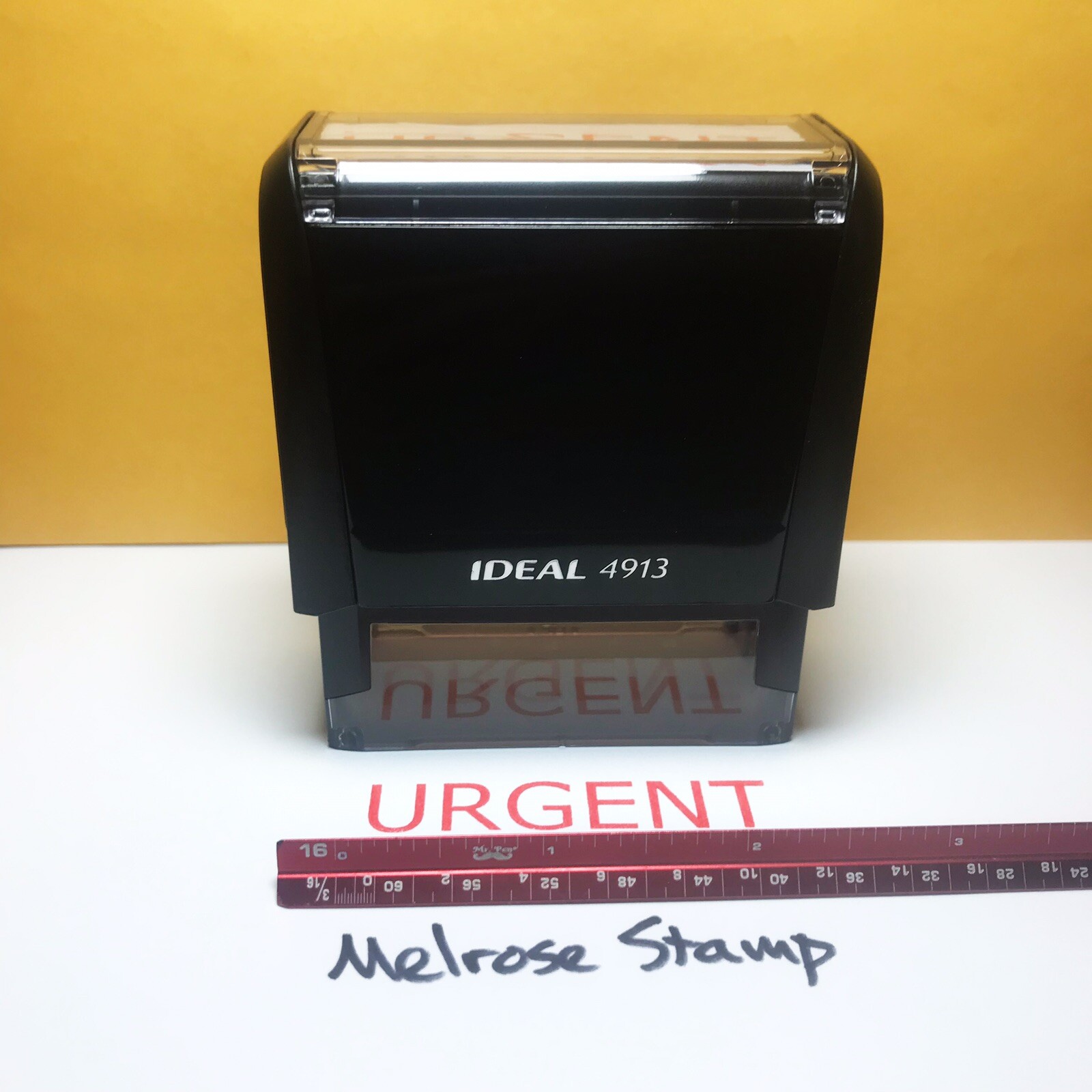 Urgent Rubber Stamp Red Ink Self Inking Ideal 4913