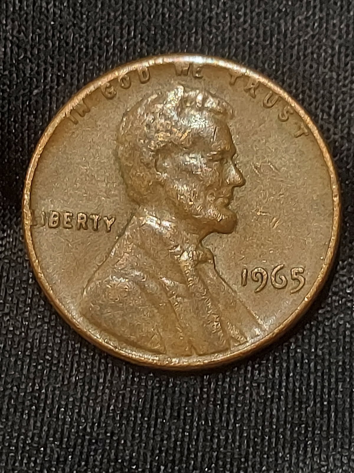 1965 Lincoln Penny Error -  "L" in Liberty and "In God We Trust" On The Rim