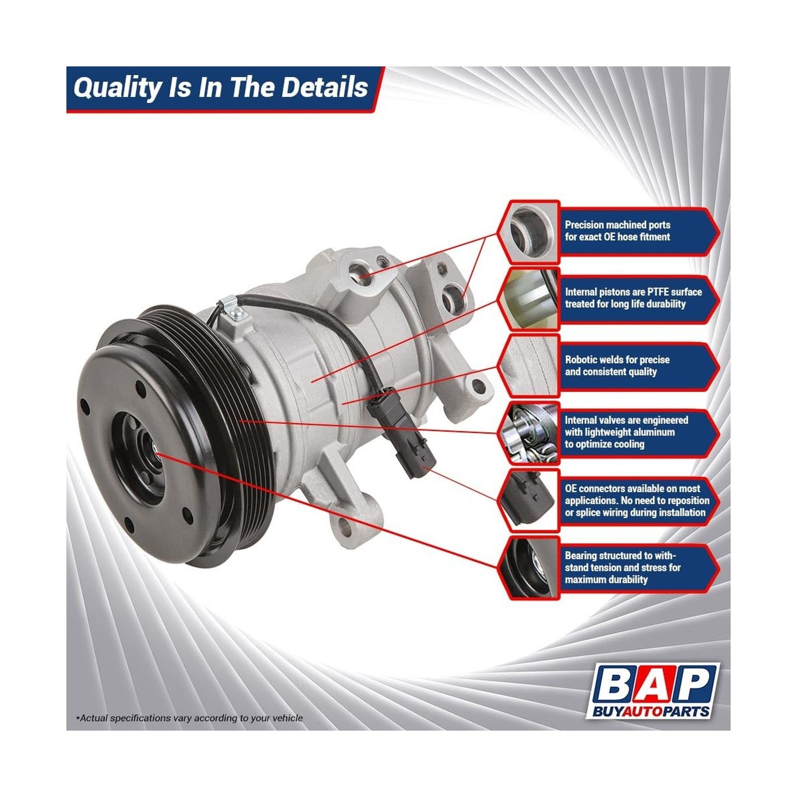 AC Compressor & A/C Clutch For Ford E150 E250 E350 E450 E-150 E-250 E-350 E-4...