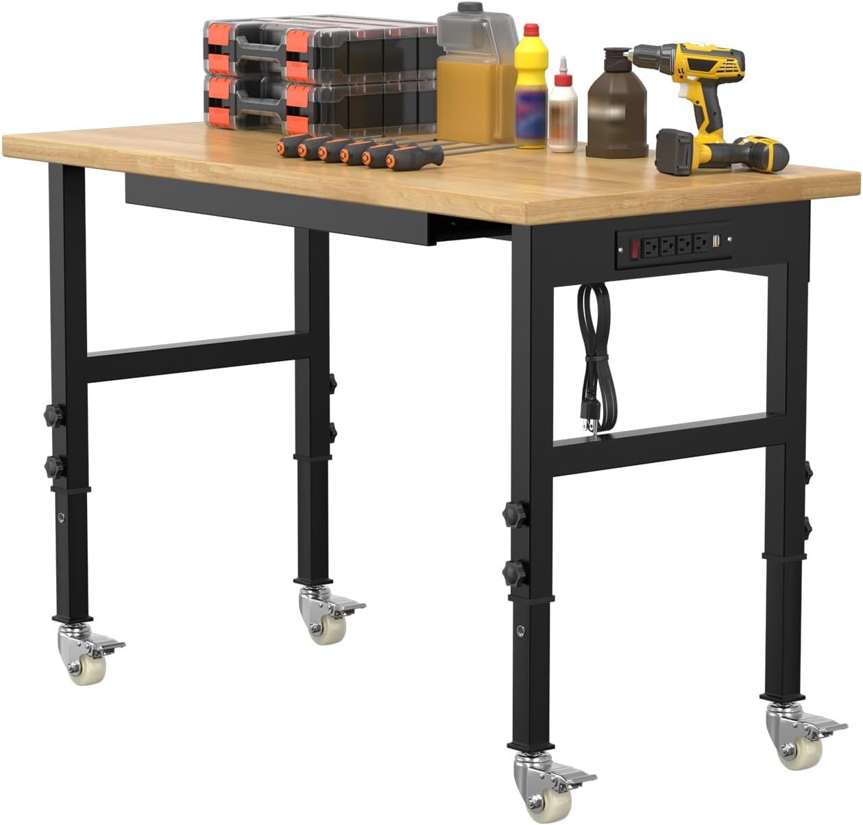 60" Adjustable Workbench,Heavy-Duty Work Table,3000 LBS Load Capacity