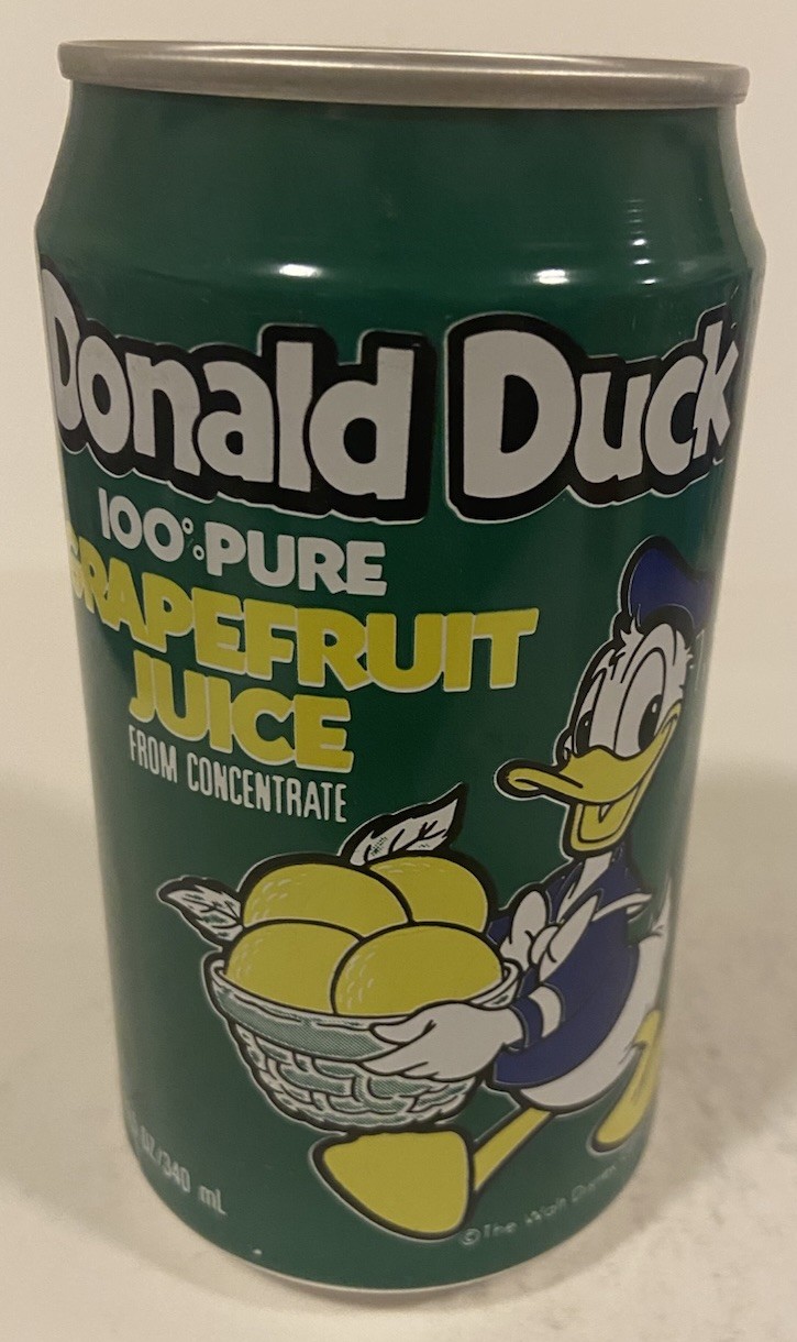11.5 oz. DONALD DUCK JUICE CAN ( GRAPEFRUIT ) EMPTY TOP OPENED