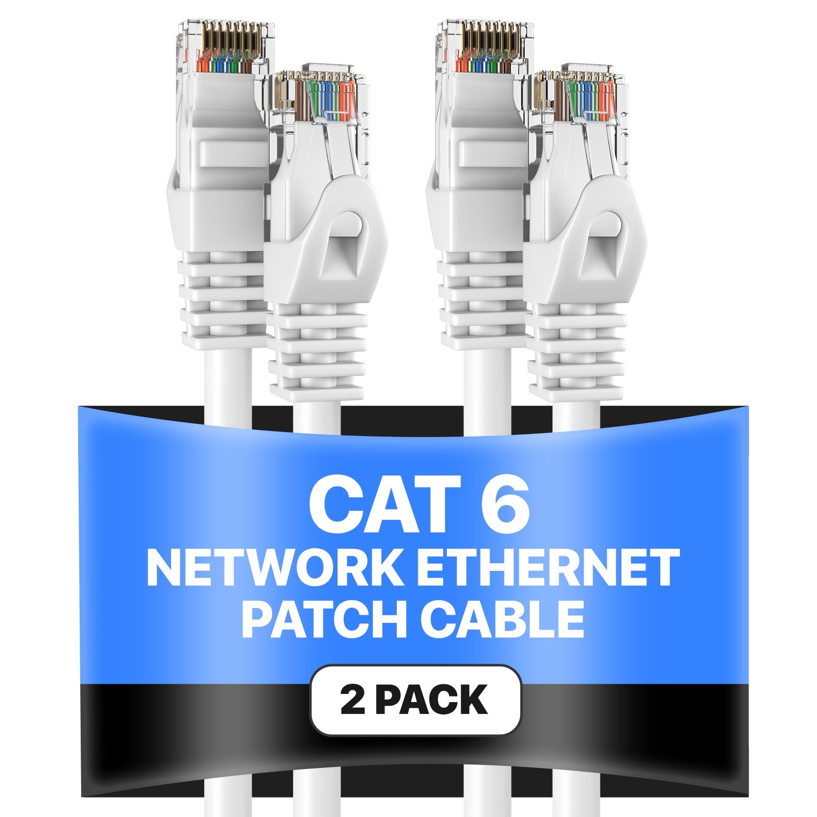 2-Pack - CAT6 Ethernet Cable LAN Network RJ45 Patch Cord 1.5FT-200FT White Lot