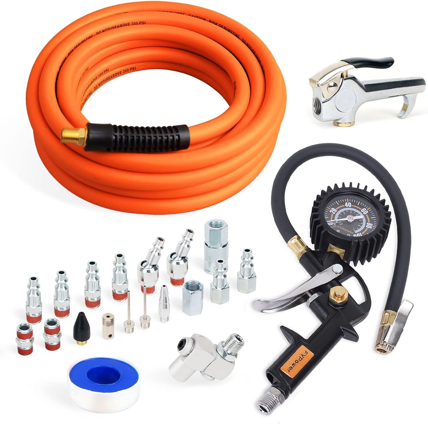 22 Pieces Air Compressor Accessories kit, 3/8 inch x 25 ft Hybrid Air Compressor