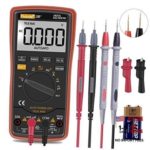 Auto Ranging Digital Multimeter TRMS 6000 with Battery Alligator Clips Orange