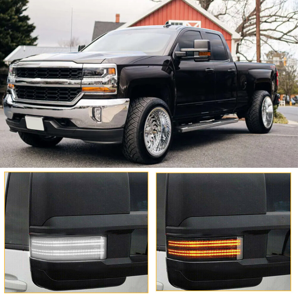For 14-18 Chevy Silverado GMC Sierra Tow Side Mirror Signal Light Switchback LED