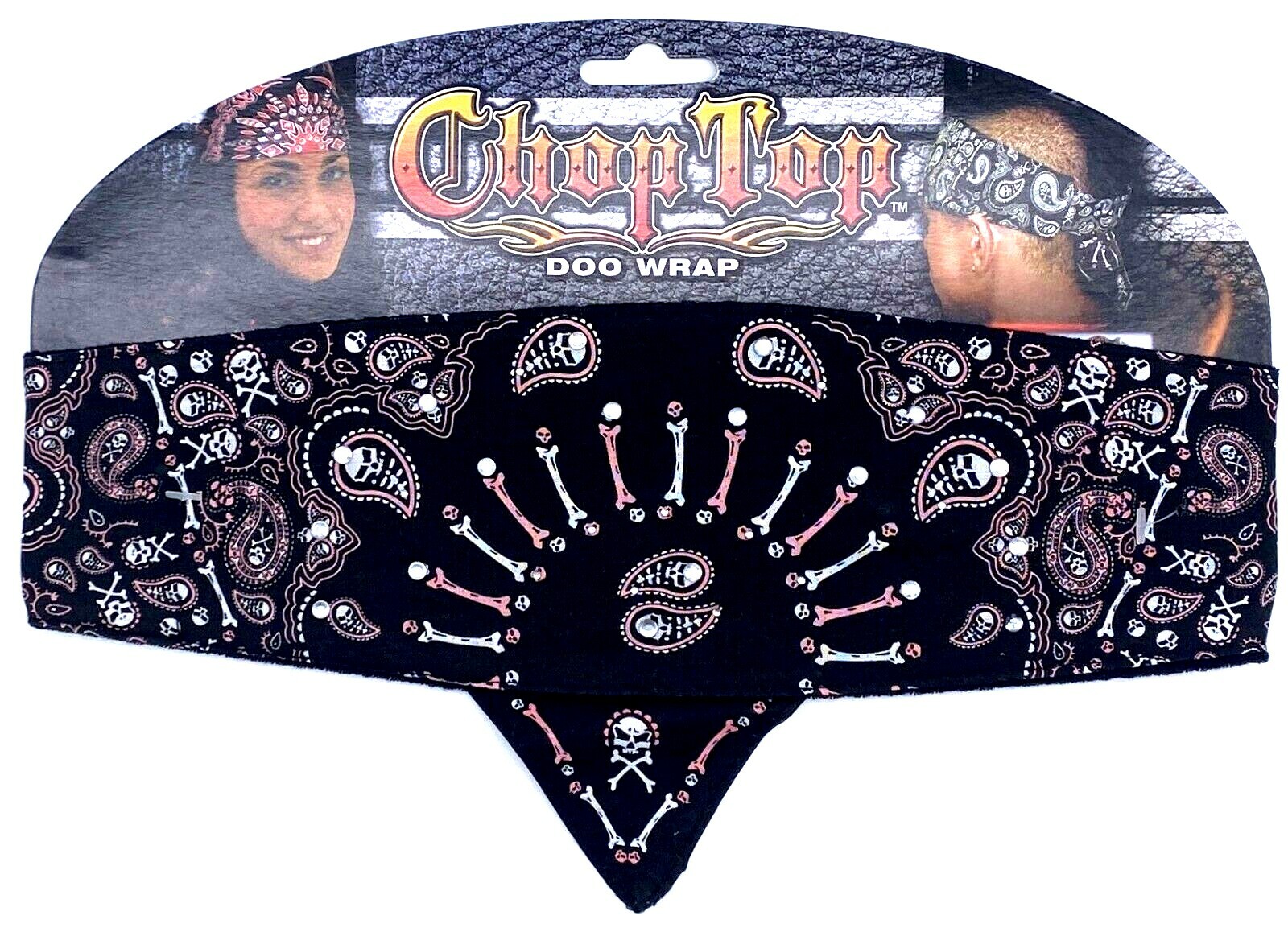 CHOP TOP WOMEN'S BLING PINK SKULLIES DOO WRAP HEADBAND BANDANNA MOTORCYCLE