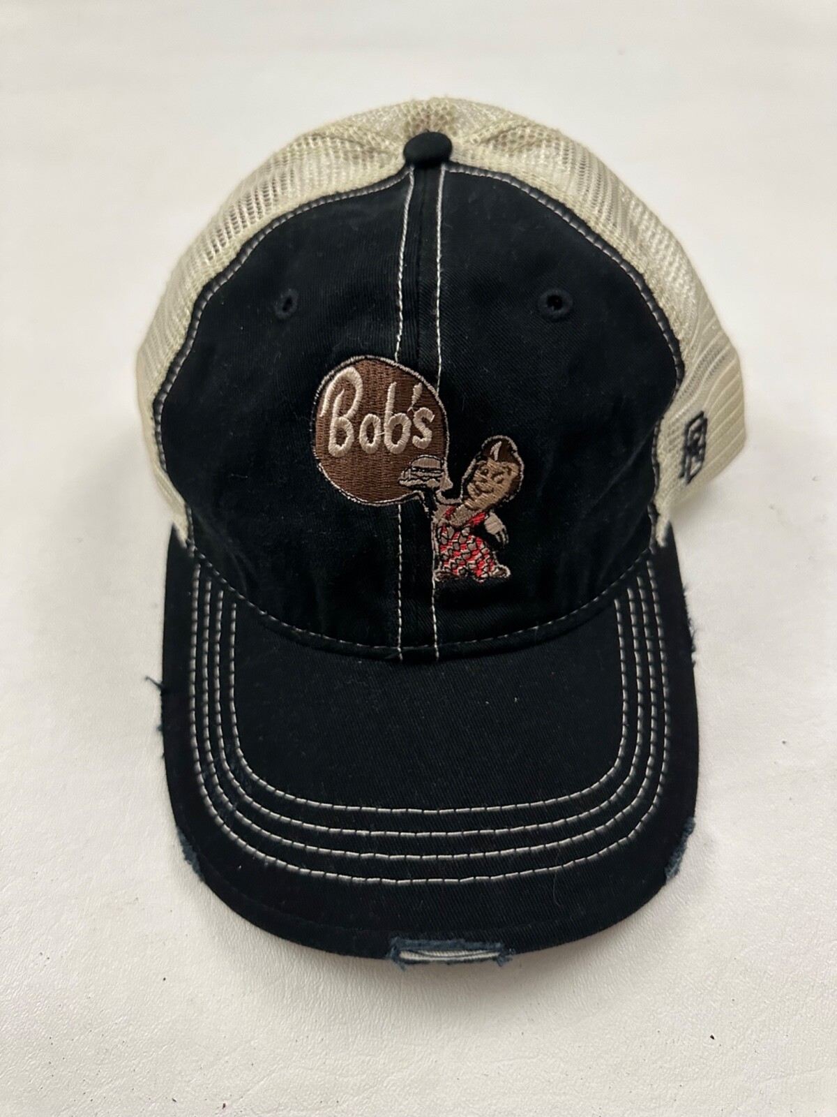 Vintage Retro Brand Bob's Logo Black Distressed Graphic Baseball Hat Cap