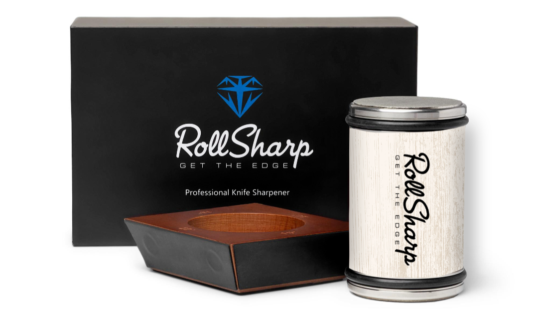 White RollSharp - Rolling Knife Sharpener "Get the Edge" Sharper Kitchen Knives
