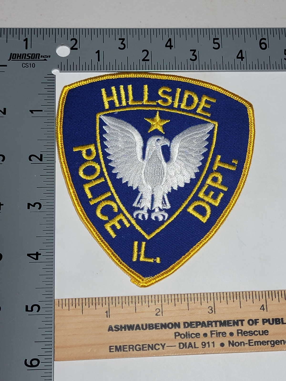 MK2 8B Police patch Illinois Hillside Yellow IL.