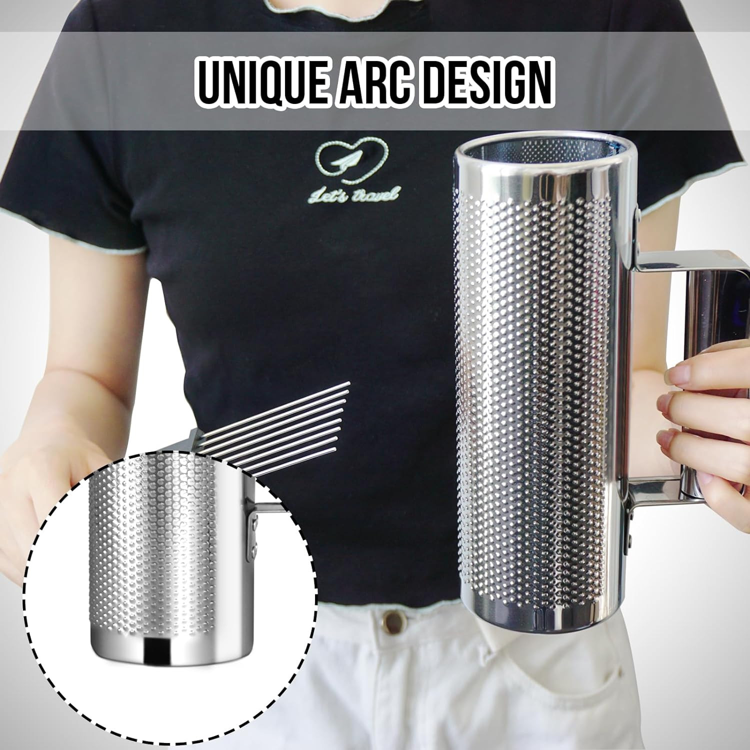 Guiro Instrument Stainless Steel Guiro 8" 3" Professional Metal Shaker with Scra